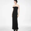 Vestido de cóctel sin tirantes de crepé pesado y satén Envers con detalle de lazo Vestido de cóctel sin tirantes de crepé pesado y satén Envers con detalle de lazo
