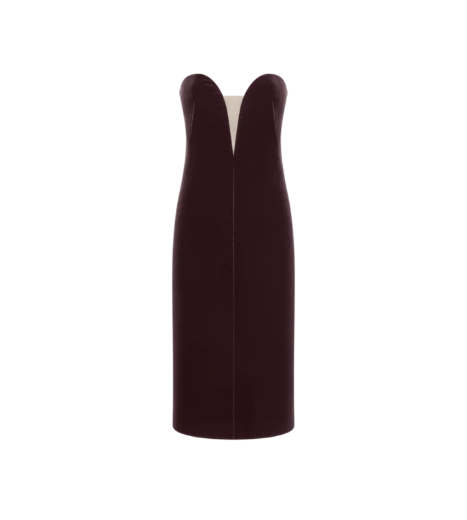 Vestido de cóctel sin tirantes de terciopelo Vestido de cóctel sin tirantes de terciopelo