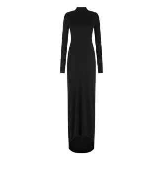Vestido de noche asimétrico de manga larga con espalda retorcida