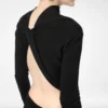Vestido de noche asimétrico de manga larga con espalda retorcida Vestido de noche asimétrico de manga larga con espalda retorcida