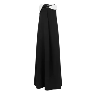 Vestido de noche asimétrico drapeado de crepé satinado