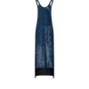 Vestido de noche asimétrico sin mangas de seda bordado con lentejuelas Vestido de noche asimétrico sin mangas de seda bordado con lentejuelas