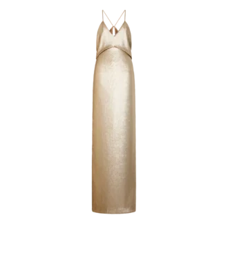 Vestido de noche con cuello en V, bordado de lentejuelas y aberturas