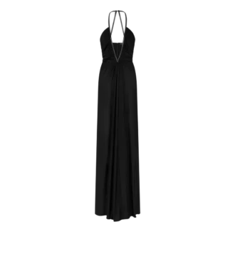 Vestido de noche con cuello en V profundo de jersey elástico