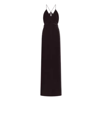 Vestido de noche con cuello en V y aberturas