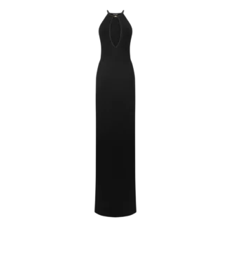 Vestido de noche con cuello halter y aberturas