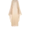 Vestido de noche con escote en forma de ojo de cerradura y capa asimétrica