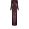 Vestido de noche de manga larga con efecto cocodrilo bordado Vestido de noche de manga larga con efecto cocodrilo bordado