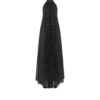 Vestido de noche de seda con cuello halter, plisado rayos de sol y detalles de cuero Vestido de noche de seda con cuello halter, plisado rayos de sol y detalles de cuero