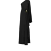 Vestido de noche de un solo hombro con capa y detalles metálicos Liza Vestido de noche de un solo hombro con capa y detalles metálicos Liza