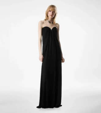 Vestido de noche drapeado sin tirantes