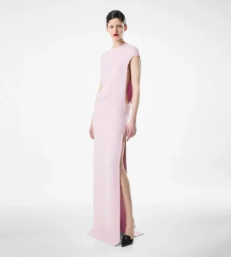 Vestido de noche elástico de doble georgette de seda