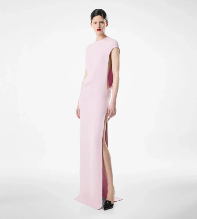 Vestido de noche elástico de doble georgette de seda Vestido de noche elástico de doble georgette de seda