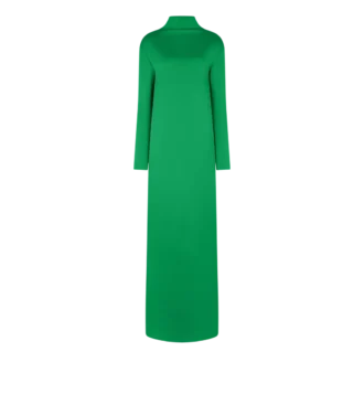 Vestido de noche recto con cuello alto de crepé brillante