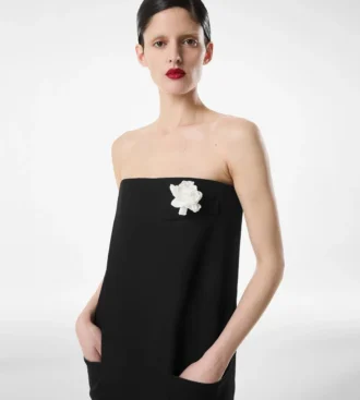 Vestido de noche sin tirantes de lana Sharp