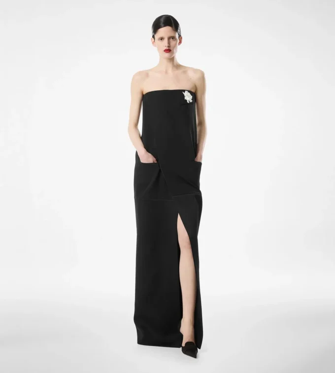 Vestido de noche sin tirantes de lana Sharp Vestido de noche sin tirantes de lana Sharp
