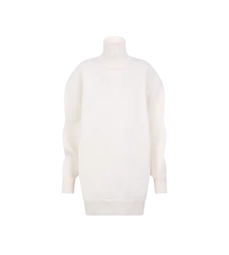 Vestido escultural de punto de cuello alto oversize con mezcla de merino