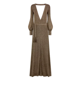 Vestido largo con cuello en V y espalda abierta