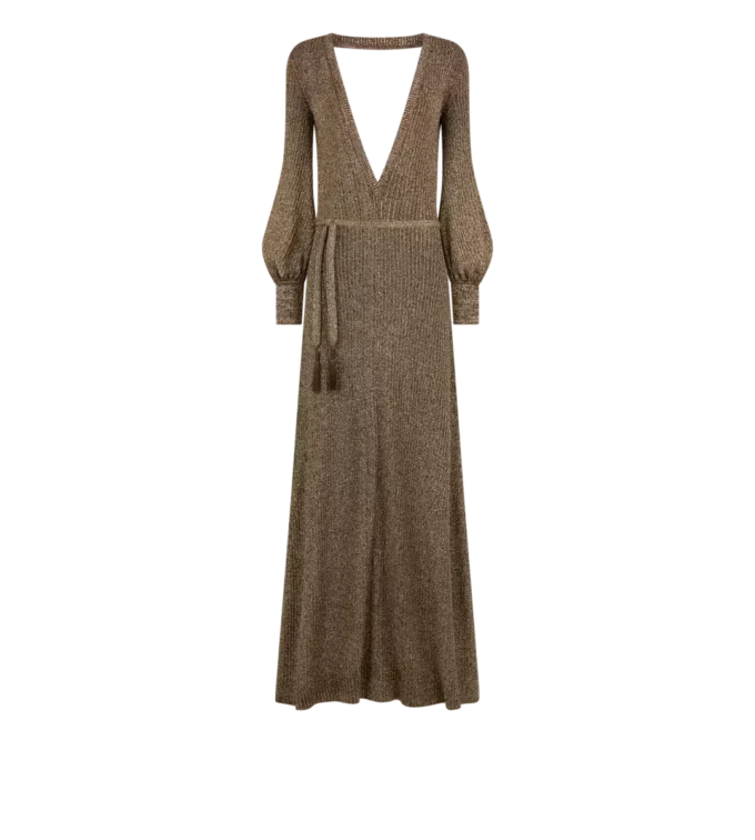 Vestido largo con cuello en V y espalda abierta Vestido largo con cuello en V y espalda abierta