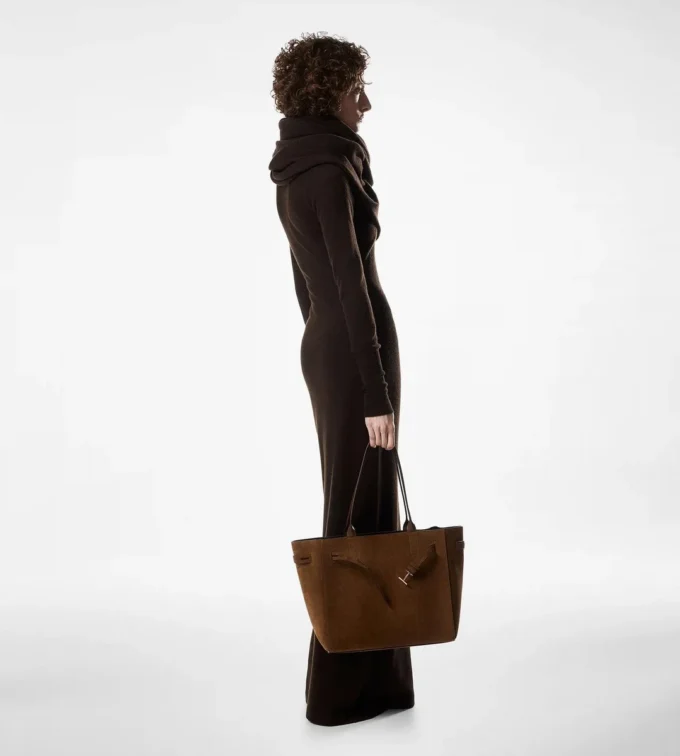 Bolso mediano Audrey de piel de ante Bolso mediano Audrey de piel de ante