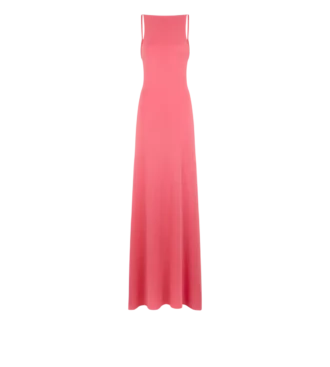 Vestido largo de cachemira y seda con cuello en V y espalda abierta
