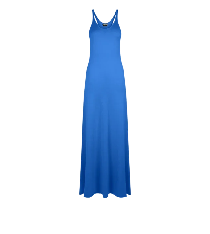 Vestido largo sin mangas de merino fino Vestido largo sin mangas de merino fino