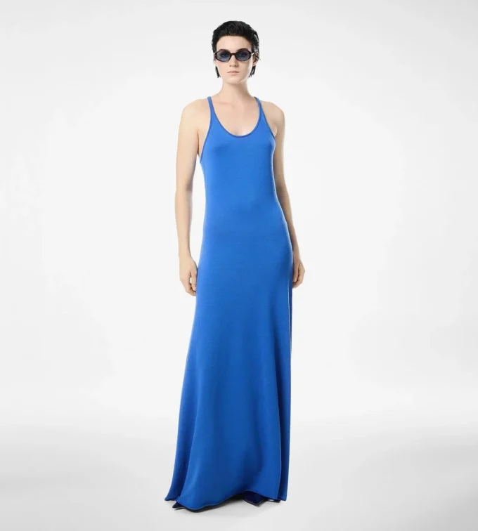 Vestido largo sin mangas de merino fino Vestido largo sin mangas de merino fino