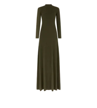 Vestido recto de cuello redondo de cachemira fina y seda