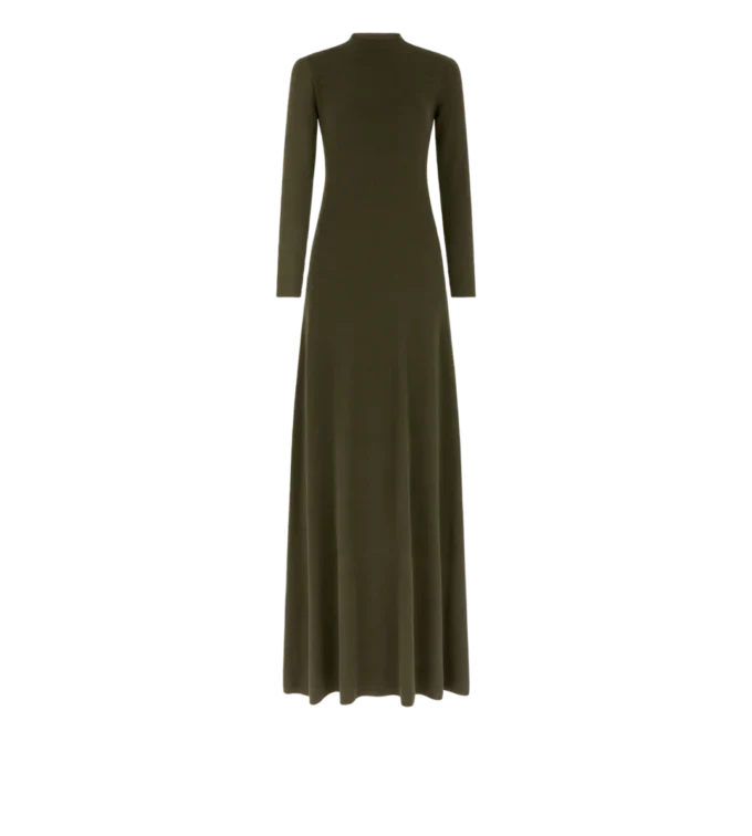Vestido recto de cuello redondo de cachemira fina y seda Vestido recto de cuello redondo de cachemira fina y seda