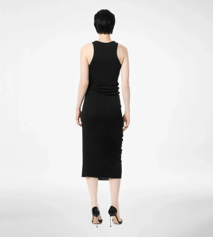 Vestido sin mangas con detalles de cuero Vestido sin mangas con detalles de cuero
