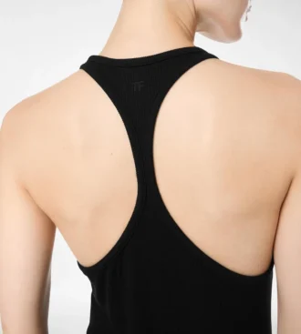Vestido sin mangas con logotipo TF bordado en tono