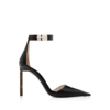Zapatos de tacón con correa al tobillo y hebilla en T de piel granulada flexible