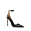 Zapatos de tacón con correa al tobillo y hebilla en T de piel granulada flexible