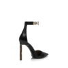 Zapatos de tacón con correa al tobillo y hebilla en T de piel granulada flexible