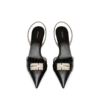 Zapatos de tacón con correa trasera de piel brillante