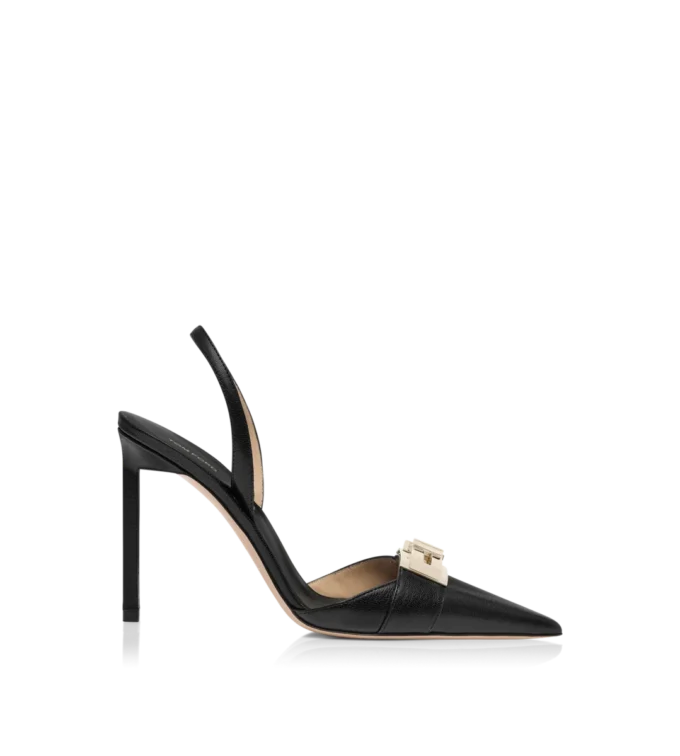 Zapatos de tacón con correa trasera T Latch de piel flexible