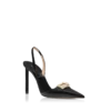 Zapatos de tacón con correa trasera T Latch de piel flexible