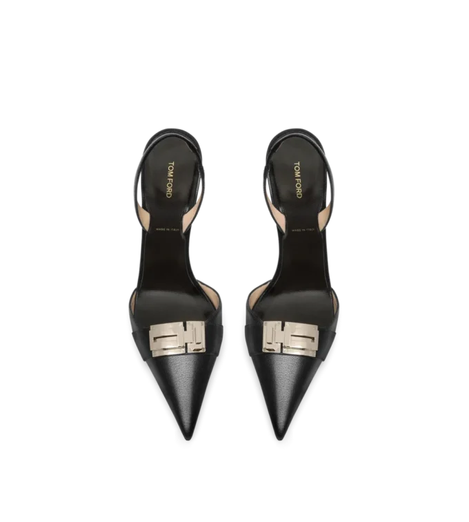 Zapatos de tacón con correa trasera T Latch de piel flexible