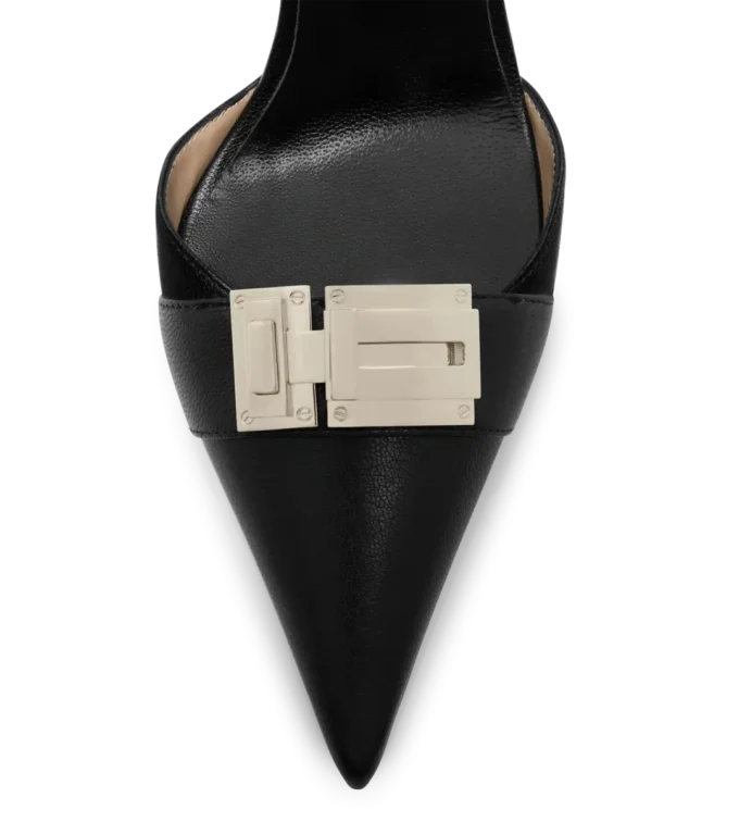 Zapatos de tacón con correa trasera T Latch de piel flexible