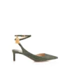 Zapatos de tacón con talón abierto y cierre de padlock en piel de ante con efecto lagarto Zapatos de tacón con talón abierto y cierre de padlock en piel de ante con efecto lagarto