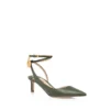 Zapatos de tacón con talón abierto y cierre de padlock en piel de ante con efecto lagarto Zapatos de tacón con talón abierto y cierre de padlock en piel de ante con efecto lagarto