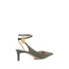 Zapatos de tacón con talón abierto y cierre de padlock en piel de ante con efecto lagarto Zapatos de tacón con talón abierto y cierre de padlock en piel de ante con efecto lagarto
