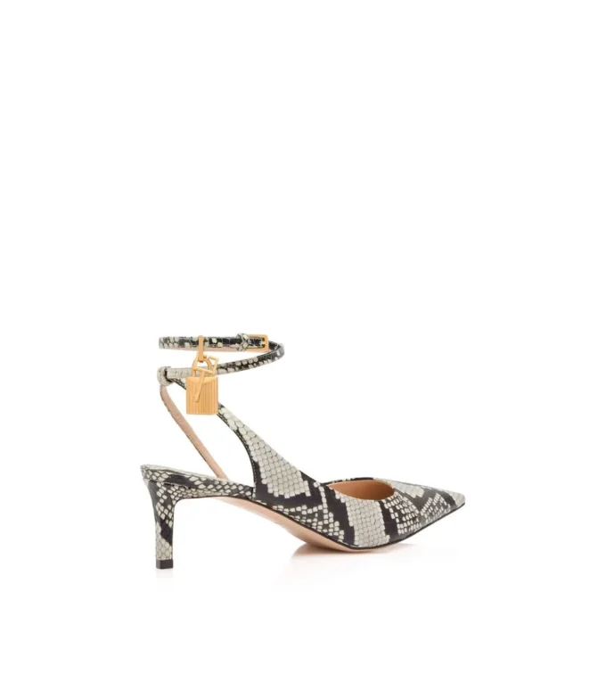 Zapatos de tacón con talón abierto y estampado de pitón Zapatos de tacón con talón abierto y estampado de pitón