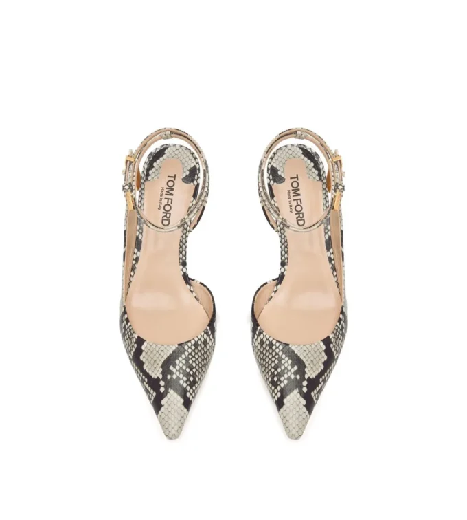 Zapatos de tacón con talón abierto y estampado de pitón Zapatos de tacón con talón abierto y estampado de pitón
