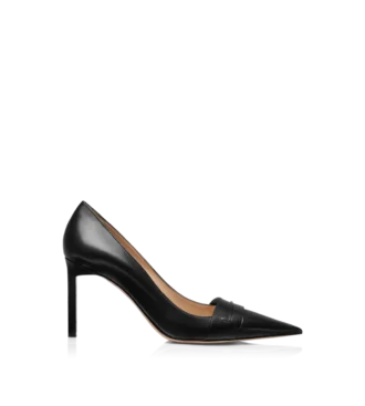 Zapatos de tacón de charol y cuero
