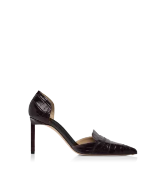 Zapatos de tacón Eva D’Orsay de piel de cocodrilo estampada brillante