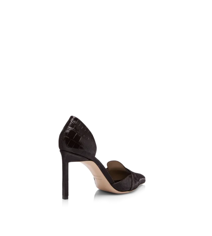 Zapatos de tacón Eva D’Orsay de piel de cocodrilo estampada brillante Zapatos de tacón Eva D’Orsay de piel de cocodrilo estampada brillante