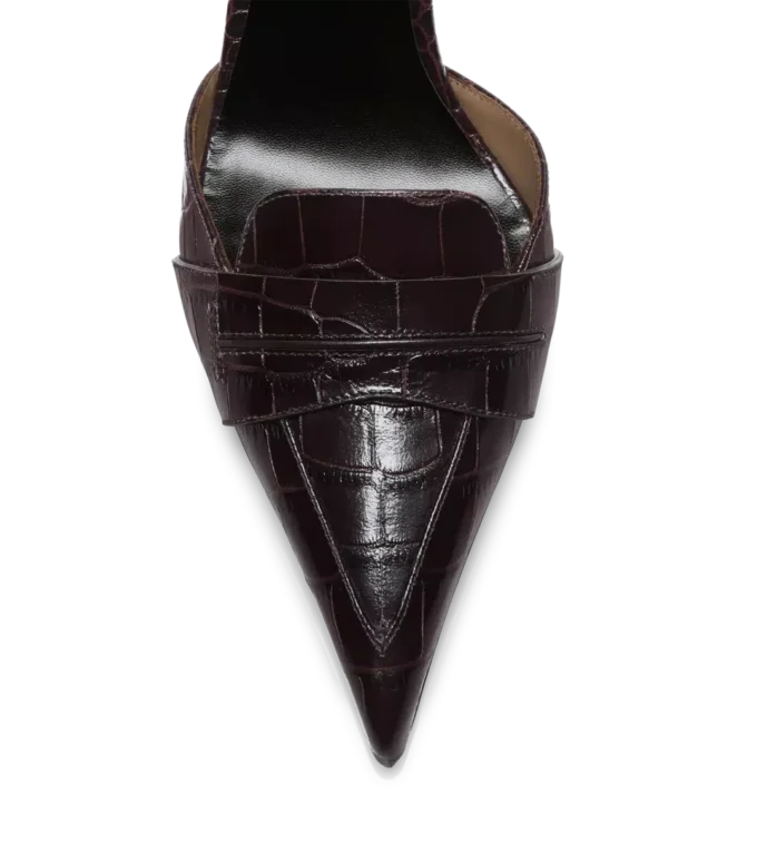 Zapatos de tacón Eva D’Orsay de piel de cocodrilo estampada brillante Zapatos de tacón Eva D’Orsay de piel de cocodrilo estampada brillante